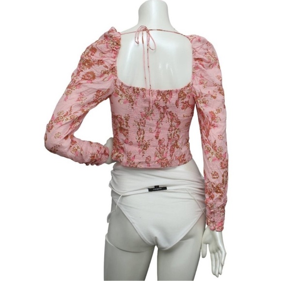 FREE PEOPLE Hilary Floral Crop Top Pink Combo NWOT - Picture 7 of 9